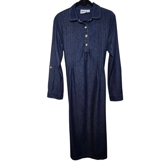 BFA Classics Vintage Denim Dress Chambray
Roll Tab Sleeves Women's Size 10 Blue - Picture 1 of 7